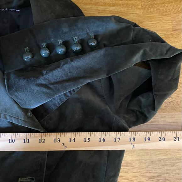 Talbots Women’s Blazer Medium Green Velvet Military Style Double Breasted Jacket - Picture 10 of 11